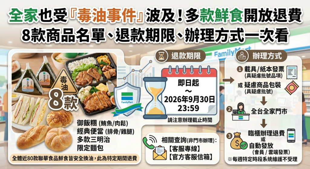 全家公告「8款商品」開放退費