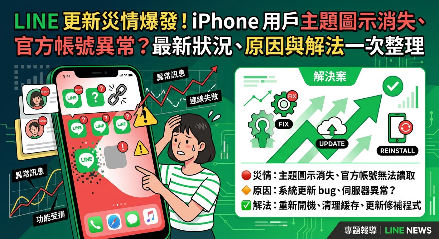 LINE 更新災情爆發！iPhone 用戶主題圖示消失、官方帳號異常