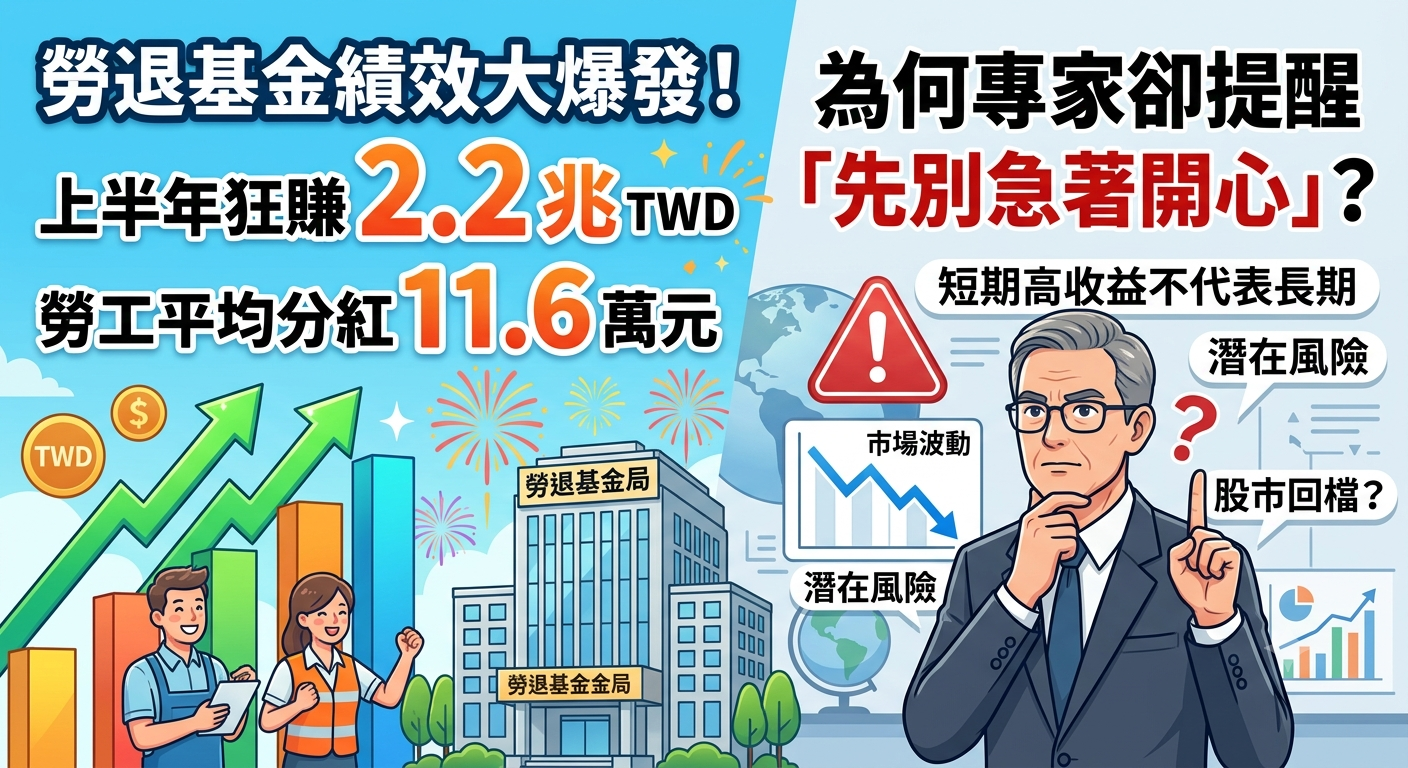 勞退基金績效大爆發!上半年狂賺2.2兆、勞工平均分紅11.6萬元