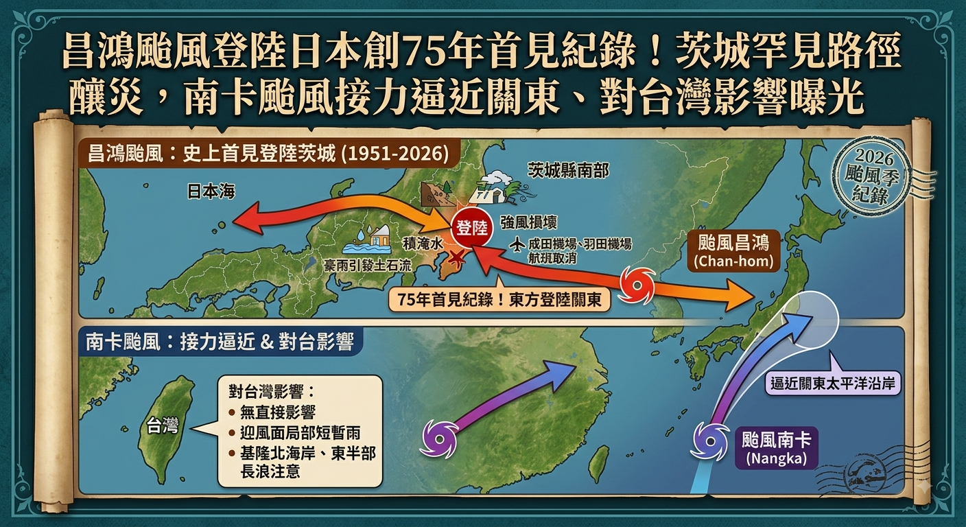 昌鴻颱風登陸日本創75年首見紀錄