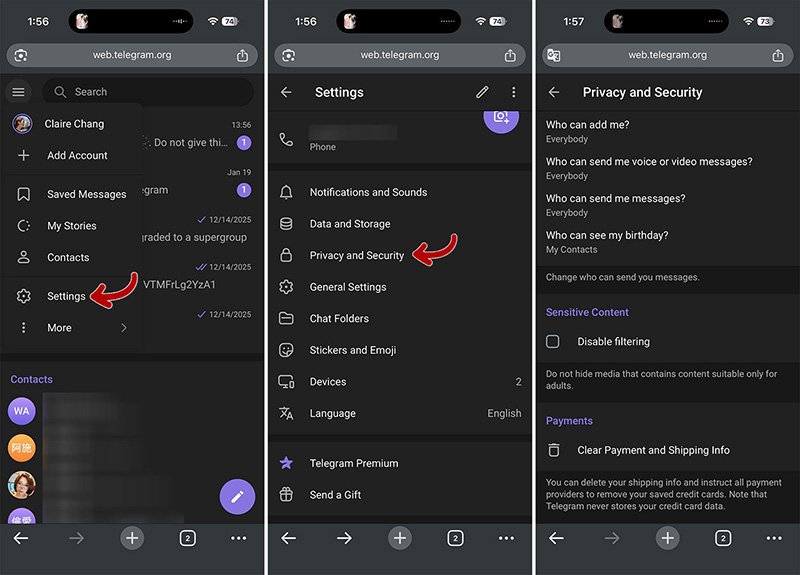 Telegram 敏感內容設定 1