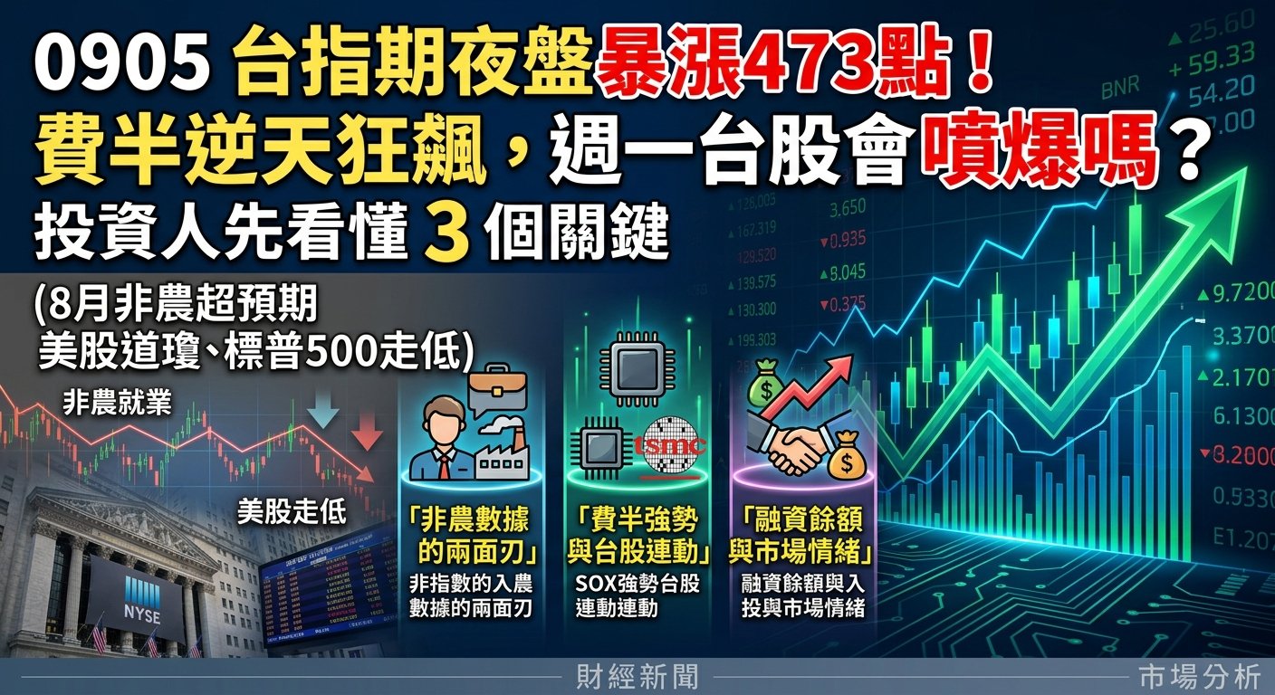 0905台指期夜盤暴漲473點