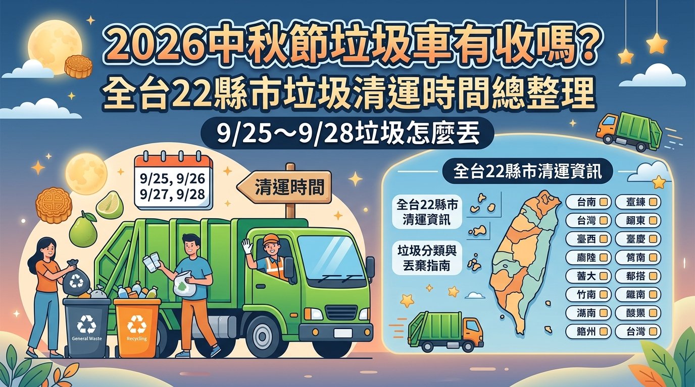 2026中秋節垃圾車有收嗎?全台22縣市垃圾清運時間總整理