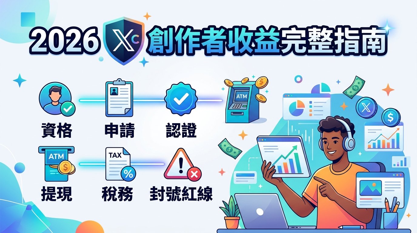 X 創作者收益完整指南：資格、申請、認證、提現、稅務與封號紅線