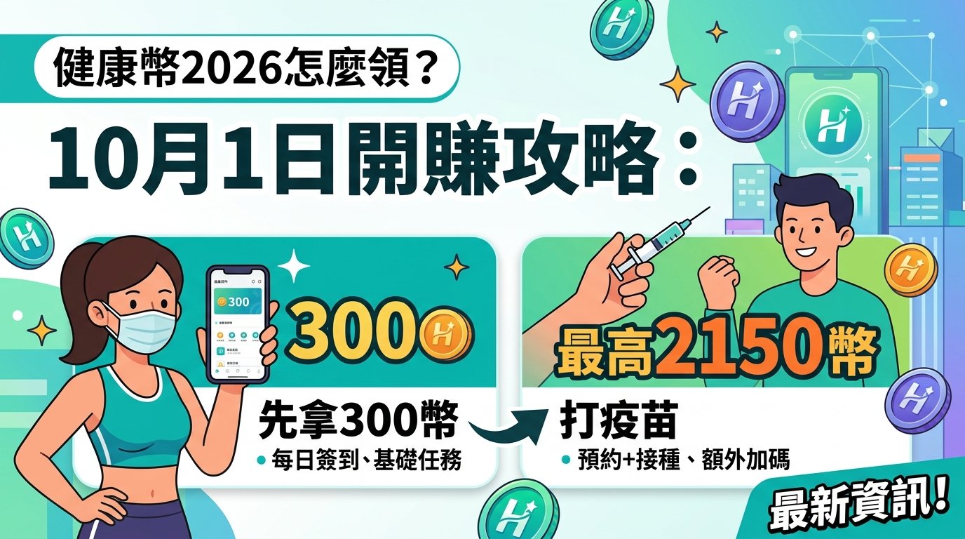 健康幣2026怎麼領？10月1日開賺攻略：先拿300幣，打疫苗最高2150幣